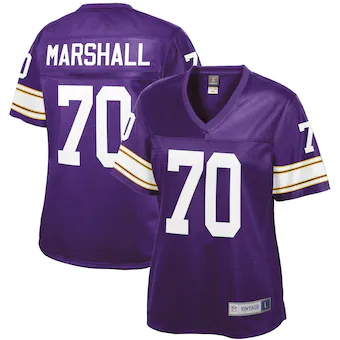 womens nfl pro line jim marshall purple minnesota vikings r